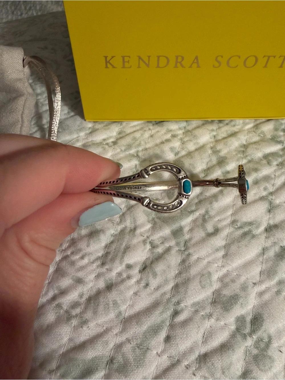 Kendra Scott Silver Cuff Bracelet with Turquoise Stones
